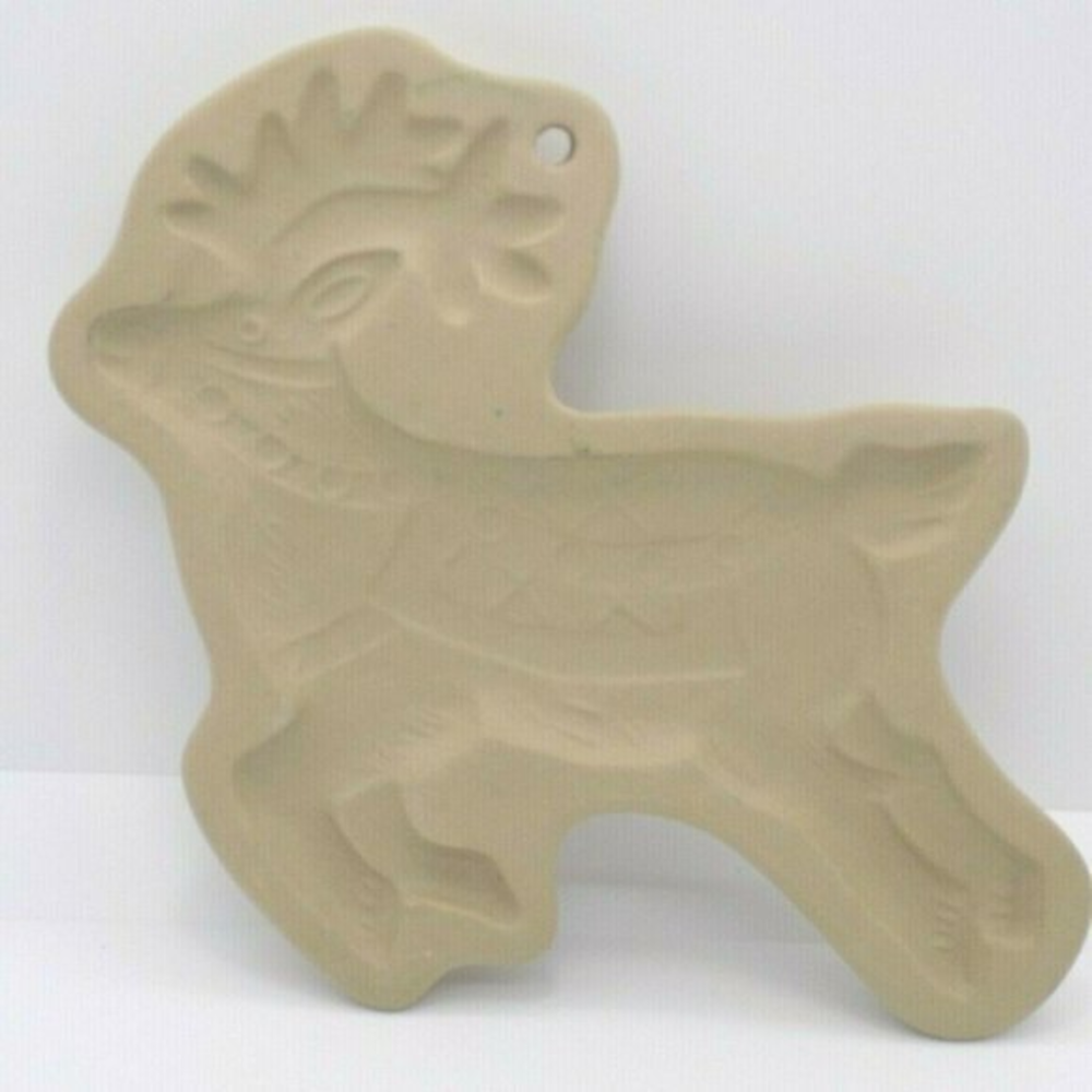 Brown Bag Cookie Art 1992 Hill Design Reindeer Stoneware Cookie Mold